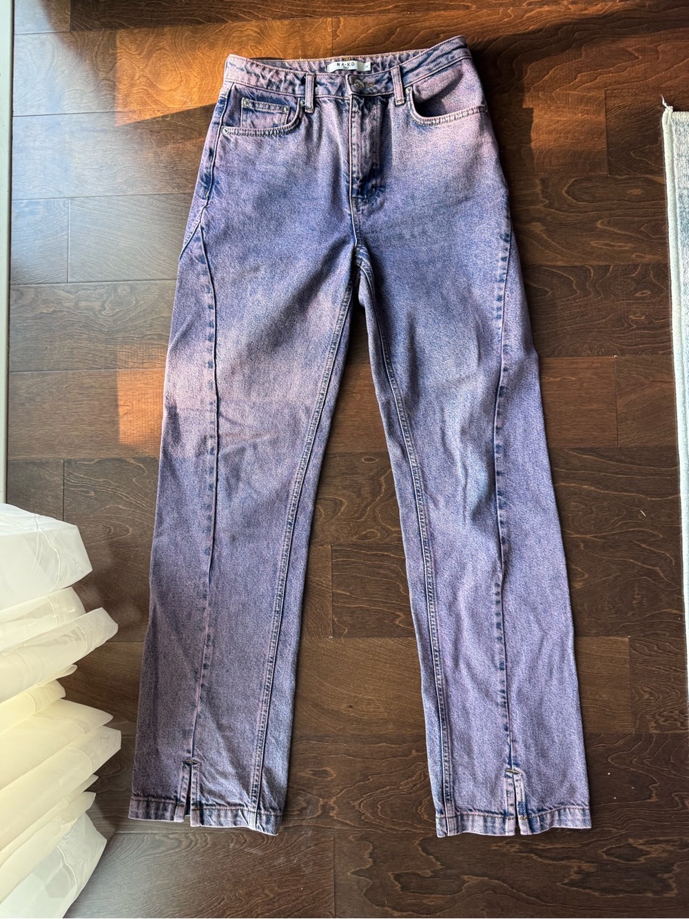 High-Rise Straight Jeans in Washed Purple